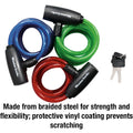 CABLE LOCK KEYED ALIKE COLORED6FT CABLES 5/16IN DIA 3 PACK REDGREEN AND BLUE MASTERLOCK