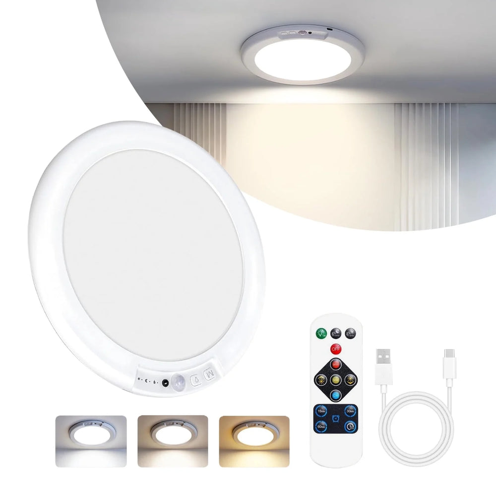 BLACK SURFACE MOUNTED ROUND LED INTERIOR LIGHT FIXTURE @ 3200K AND 330 LMS.