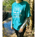 LIFE IS BETTER AT THE CAMPSITE SHIRT TEAL SMALL
