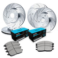 R1 13-19 Cadillac XTS Front & Rear Drill & Slot Silver Rotors w/Ceramic Pads