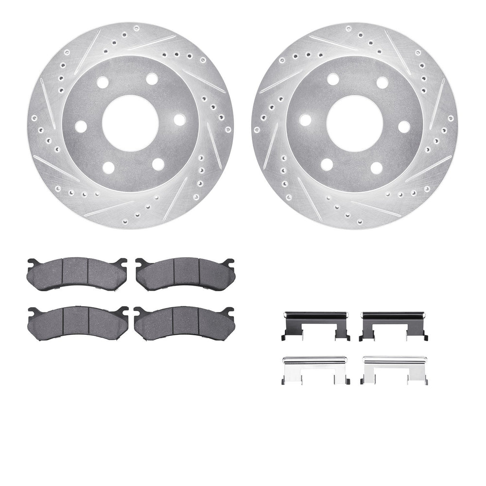 R1 99-08 GMC Yukon Front Drill & Slot Silver Rotors w/Ceramic Pads & Hardware