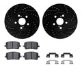 R1 03-08 Toyota Corolla Front Drilled & Slotted Black Rotors w/Optimum OE Pads & Hardware