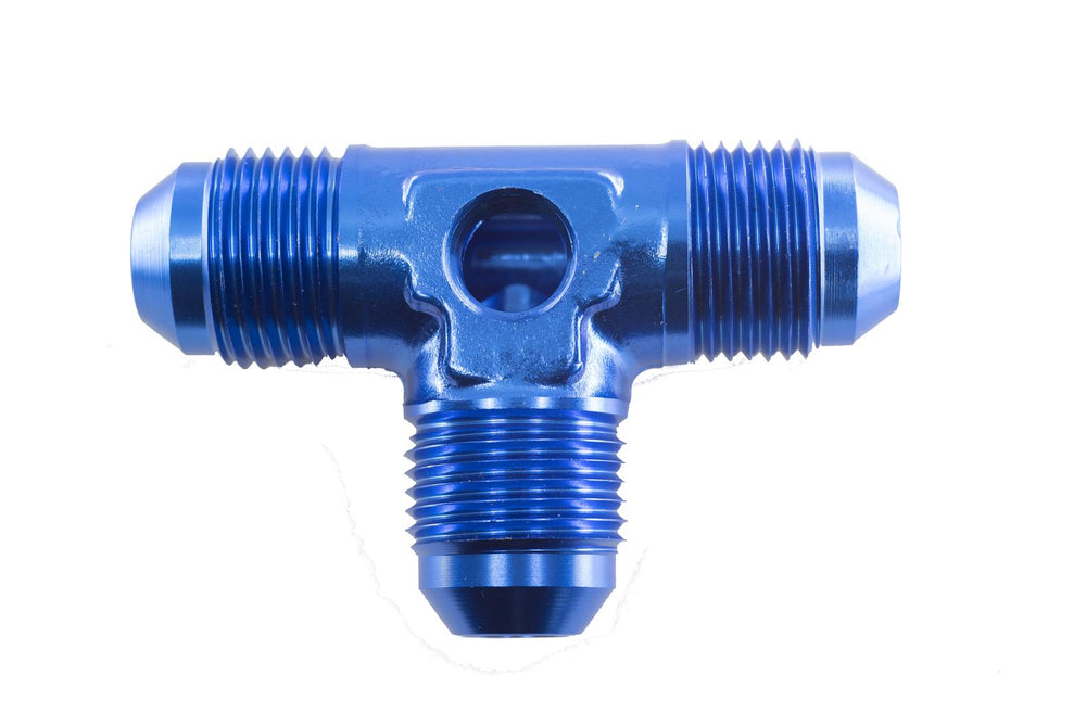 10 AN MALE FLARE TEE WITH 1/8 IN NPT PORTBLUE