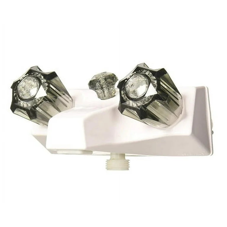 UTOPIA 4IN WHITE TUBSHOWER FAUCET SMOKED HANDLES MADE IN USA 5 YEAR WARRANTY