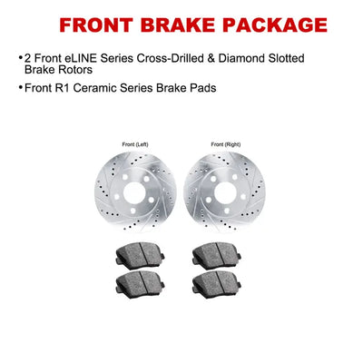 R1 15-23 Mercedes-Benz C300 Front Drill & Slot Silver Rotors w/Ceramic Pads