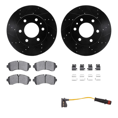 R1 19-26 Mercedes-Benz Sprinter 2500 Front Drill & Slot Blk Rotors w/Super Duty Pads/Sensor/Hardware