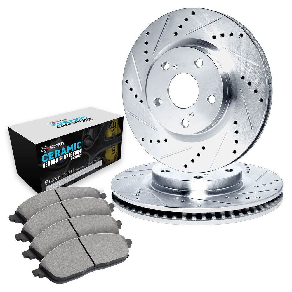 R1 18-26 Toyota GR Supra Front Drill & Slot Silver Rotors w/Euro Ceramic Pads