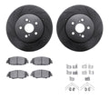 R1 19-26 Toyota Corolla Front Drilled & Slotted Black Rotors w/Optimum OE Pads & Hardware