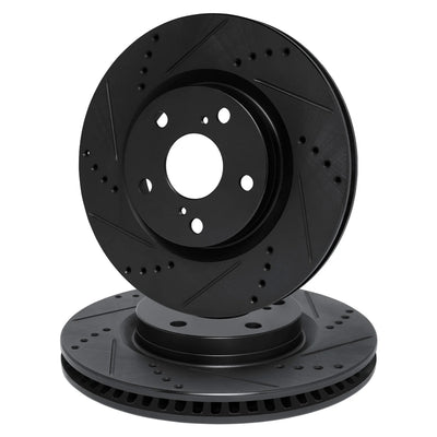 R1 04-08 Acura TL Front Drilled & Slotted Black Rotors