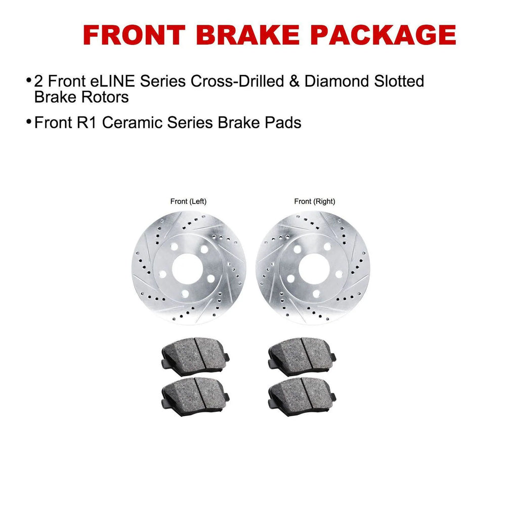 R1 17-23 Mercedes-Benz E350 Rear Drill & Slot Silver Rotors w/Ceramic Pads
