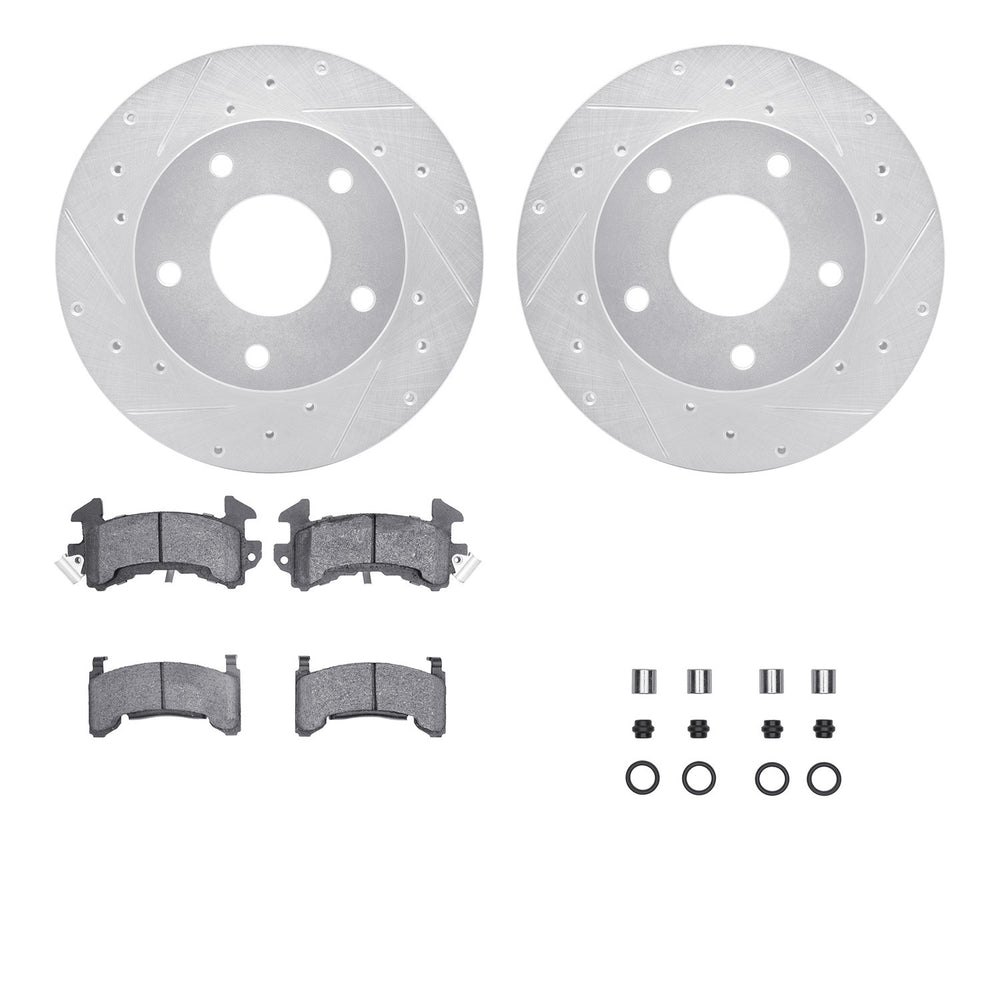R1 1982-1988 Pontiac Firebird Rear Drill & Slot Silver Rotors w/Optimum OE Pads & Hardware
