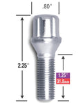 1012MM X 1.50 THREAD LENGTH 1.25IN/31.8MM SMALL DIAMETER LUG BOLT LOCKS SET OF 4