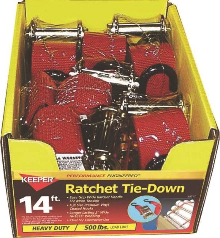 14FT X 2IN RATCHET TIEDOWN 500 LBS. WLL (1500 LBS. BREAK STRENGTH)
