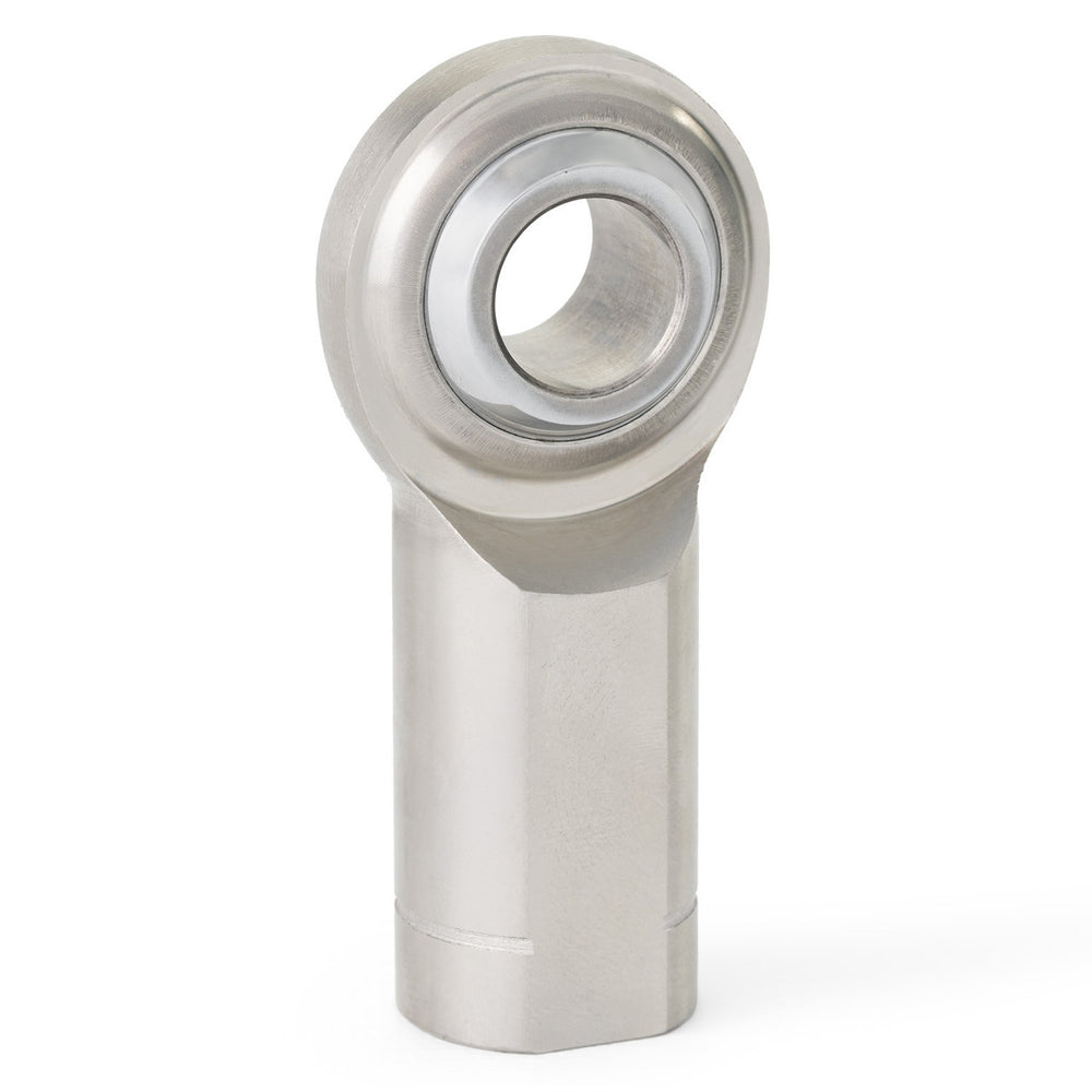 QA1 G Series 2-Pc Rod End - Male/Left Hand - .25in Bore x 1/4-28 w/Stud - Stainless Steel w/PTFE