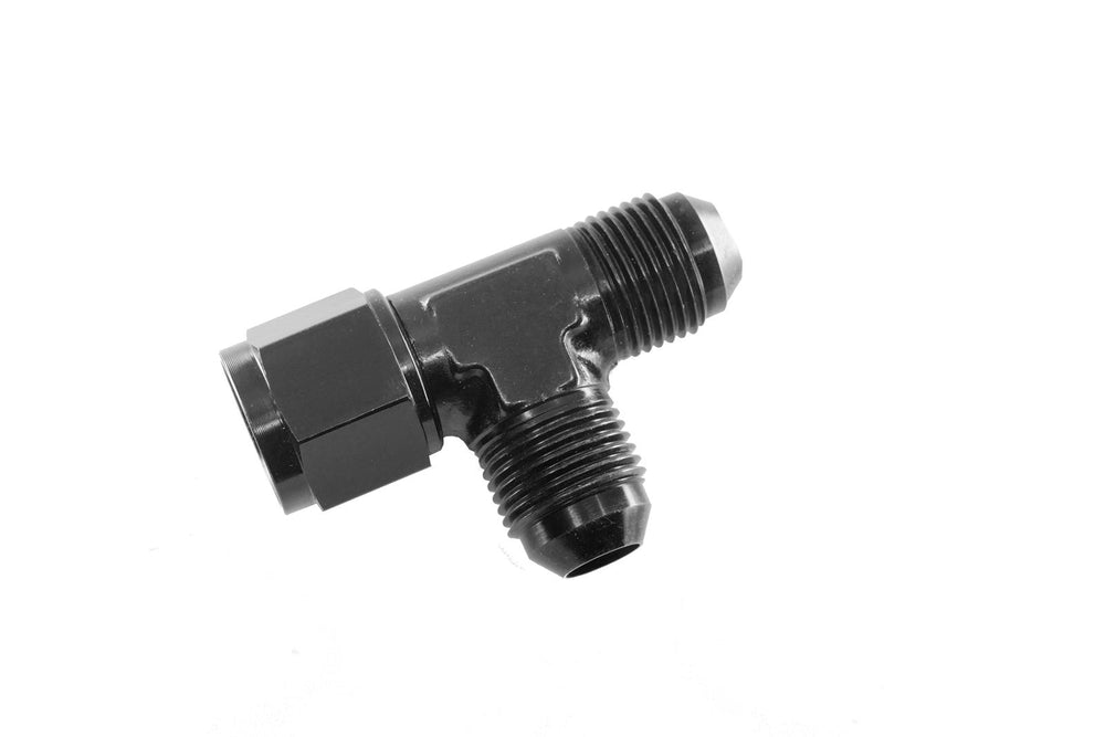 06AN TEE WITH FEMALE ADAPTER SWIVEL ON RUN BLACK