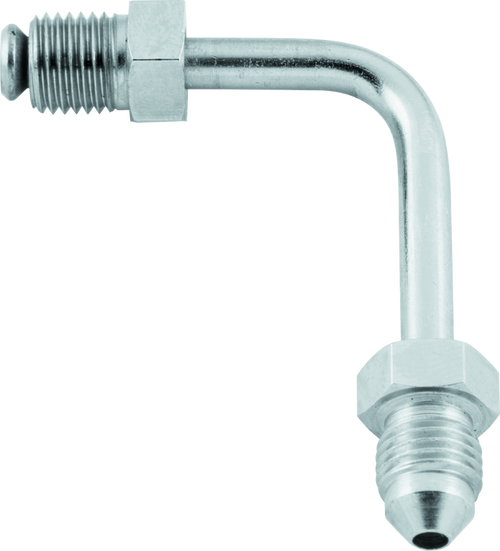 Twin Power Stainless Brake Fitting Male 3/8-24 Inverted Flare to AN-3 Male 90 Adaptor Tube Short