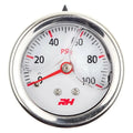 LIQUID FILLED FUEL PRESSURE GUAGE 1/8 NPT INLET 100PSI WHITE W/SILVER SC