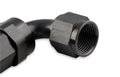 Swivel Hose End -6 AN 90 Degree Swivel Hose End Black Black Satin Anodized Finish Mr Gasket