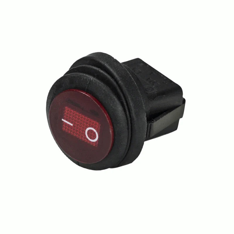 ILLUMINATED RED ROUND ROCKER SWITCH - 5 PACK