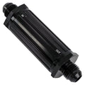 Male Fuel Filter -6 AN 30 Micron Black Fuel Filter with Sintered Bronze Element, AN -6 Male Ends, 30 Micron, Black Anodized Mr Gasket