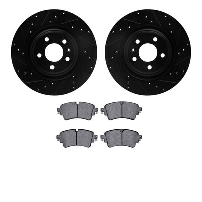 R1 16-20 Audi A7 Sportback Rear Drilled & Slotted Black Rotors w/Euro Ceramic Pads