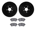 R1 16-20 Audi A7 Sportback Rear Drilled & Slotted Black Rotors w/Euro Ceramic Pads