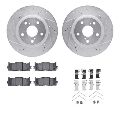 R1 07-18 Toyota Camry Front Drill & Slot Silver Rotors w/Optimum OE Pads & Hardware
