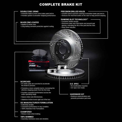 R1 19-25 Kia Telluride Rear Drill & Slot Silver Rotors w/Optimum OE Pads & Hardware