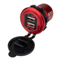 ROUND RED ALUMINUM DUAL USB CH
