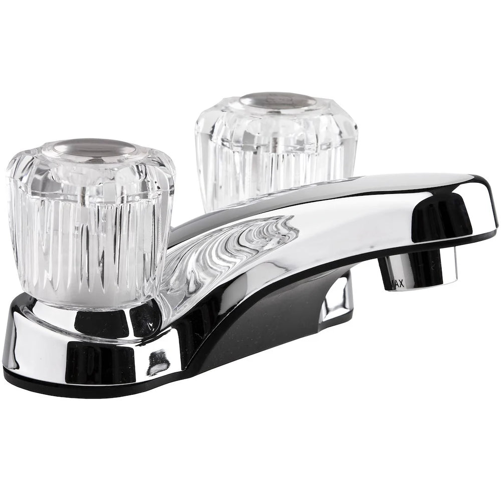 RV LAVATORY FAUCET W/CRYSTAL ACRYLIC KNOBS CHROME POLISHED