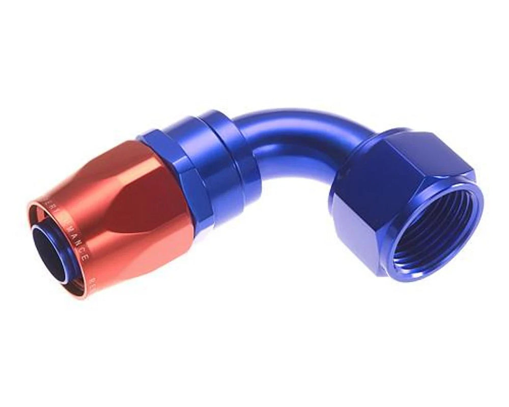 12 90 DEGREE FEMALE ALUMINUM HOSE END RED&BLUE