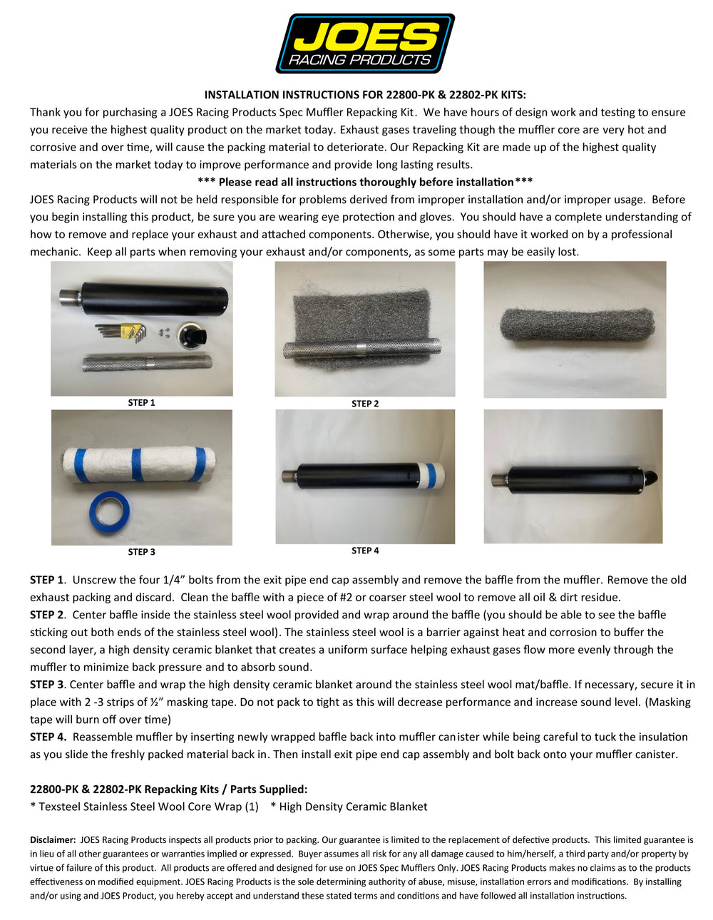JOES RACING PRODUCTS muffler