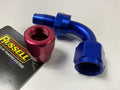Russell Performance -10 AN Red/Blue 90 Degree Full Flow Hose End