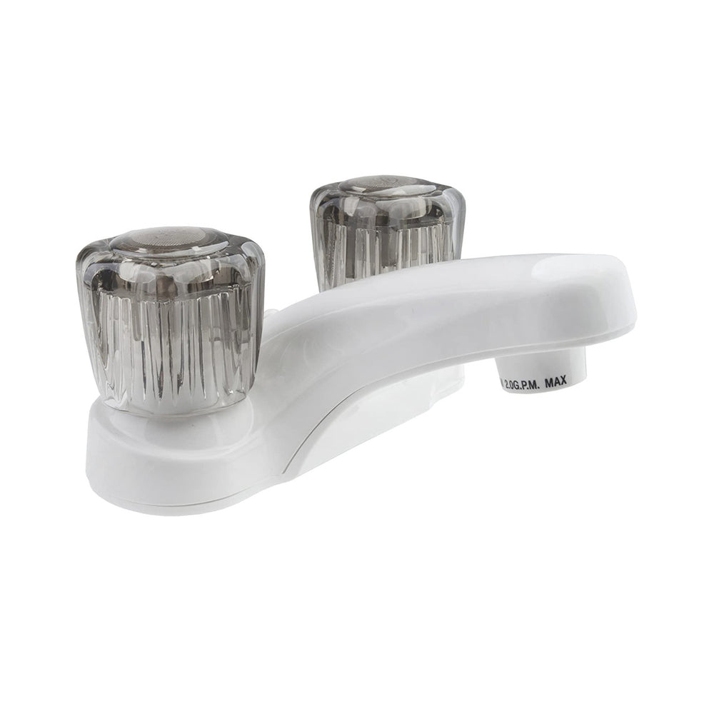 RV LAVATORY FAUCET W/SMOKED ACRYLIC KNOBS BRUSHED SATIN NICKEL