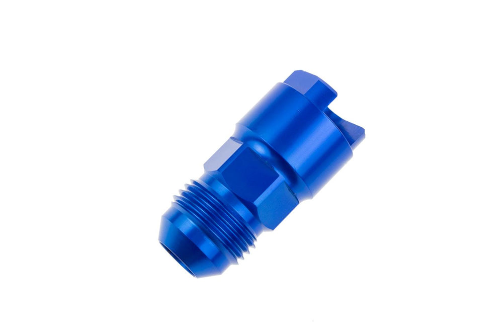 EFI FITTING 06 AN MALE TO 3/8 SAE QUICKDISCONNECT FEMALE BLUE