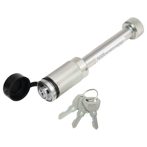 TRAILER HITCH LOCK FITS 2IN & 21/2IN RECEIVERS 5/8IN PIN DIAMETER DOGBONE STYLE ZINC