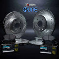 R1 03-05 Jaguar Vanden Plas Front & Rear Drill & Slot Silver Rotors w/Euro Ceramic Pads