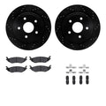 R1 02-24 Ram 1500 Rear Drilled & Slotted Black Rotors w/Ceramic Pads & Hardware