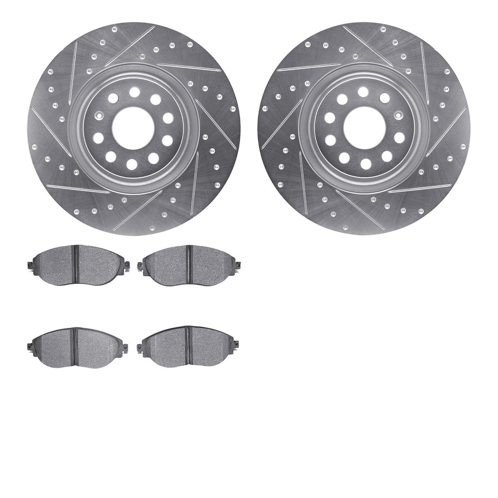 R1 18-25 Volkswagen GTI Front Drill & Slot Silver Rotors w/Euro Ceramic Pads