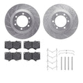 R1 10-24 Toyota Land Cruiser Front Drill & Slot Silver Rotors w/Ceramic Pads & Hardware