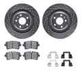 R1 12-25 Porsche Macan Rear Drill & Slot Silver Rotors w/Euro Ceramic Pads & Hardware