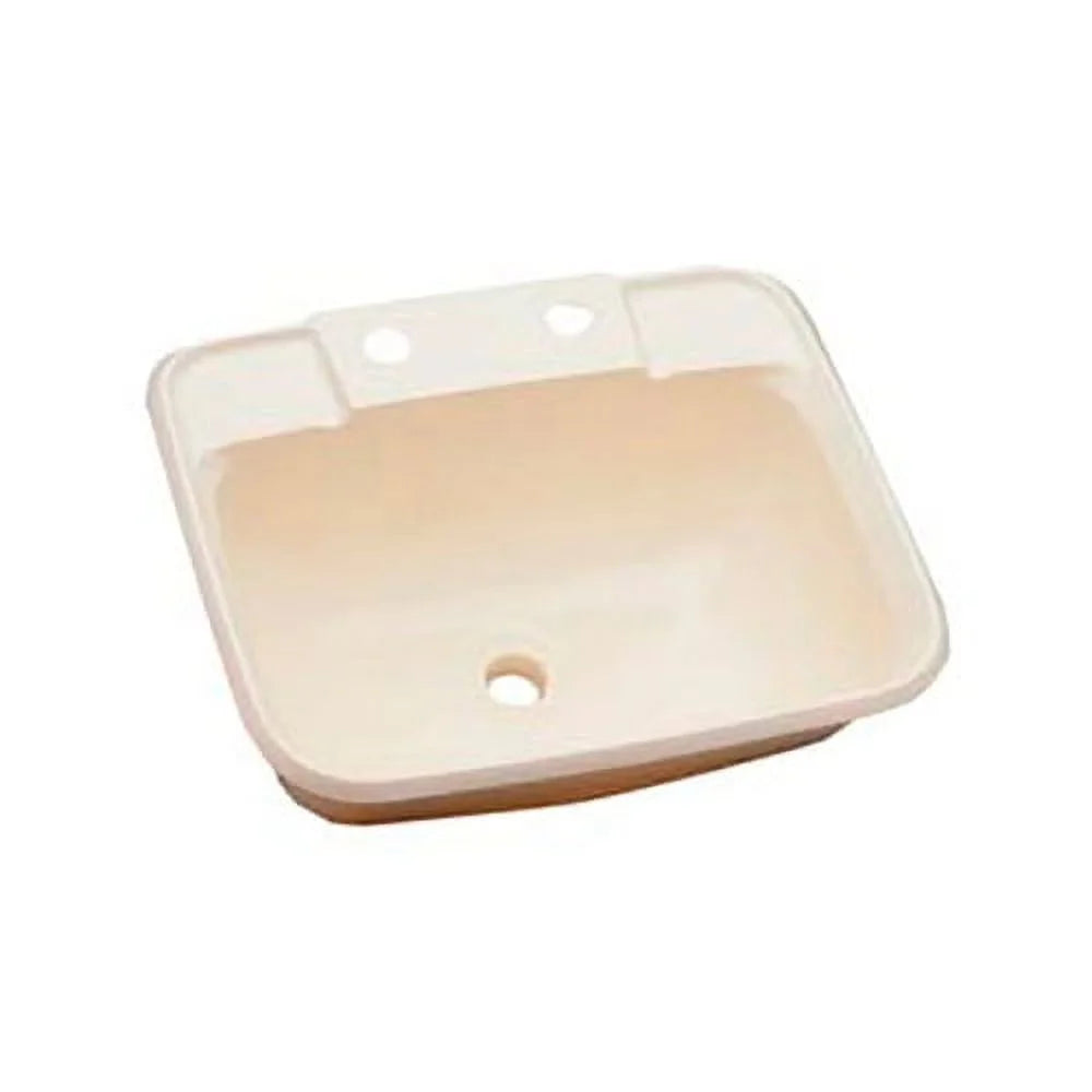 LAVATORY SINK 143/4 X 121/4 PARCHMENT ABS W/STOPPER
