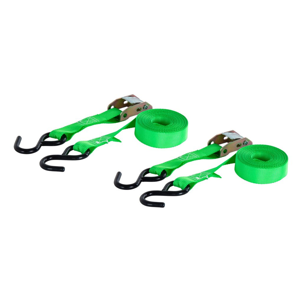 (2 PACK)CAMBUCKLE STRAP 900/300 15FT X 1 DARK GREEN W/RUBBER COATED SHOOKS