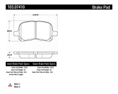 Centric C-TEK 98-02 Toyota Corolla Ceramic Front Brake Pads w/Shims