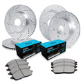 R1 09-16 Kia Optima Front & Rear Drill & Slot Silver Rotors w/Ceramic Pads