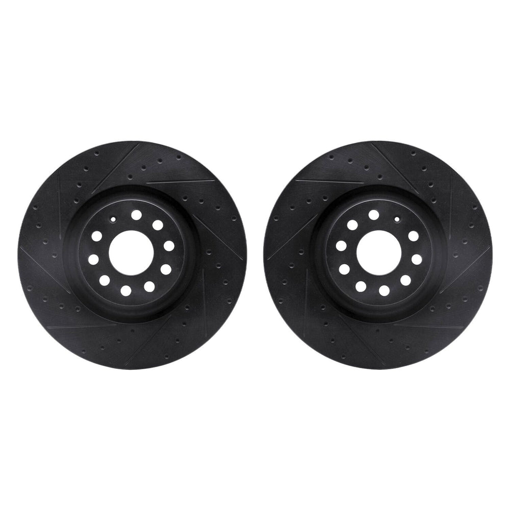 R1 12-26 Volkswagen Tiguan Front Drilled & Slotted Black Rotors