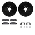 R1 05-23 Dodge Challenger Front Drilled & Slotted Black Rotors w/Ceramic Pads & Hardware