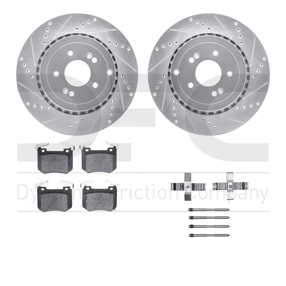 R1 18-25 Kia Stinger Rear Drill & Slot Silver Rotors w/Optimum OE Pads & Hardware