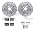 R1 18-25 Kia Stinger Rear Drill & Slot Silver Rotors w/Optimum OE Pads & Hardware
