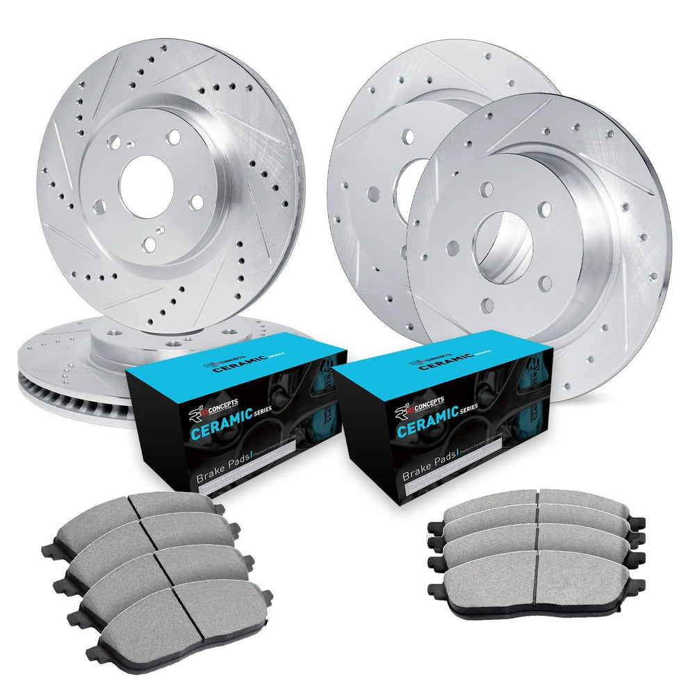 R1 15-21 Volkswagen Golf SportWagen Front & Rear Drill & Slot Silver Rotors w/Ceramic Pads
